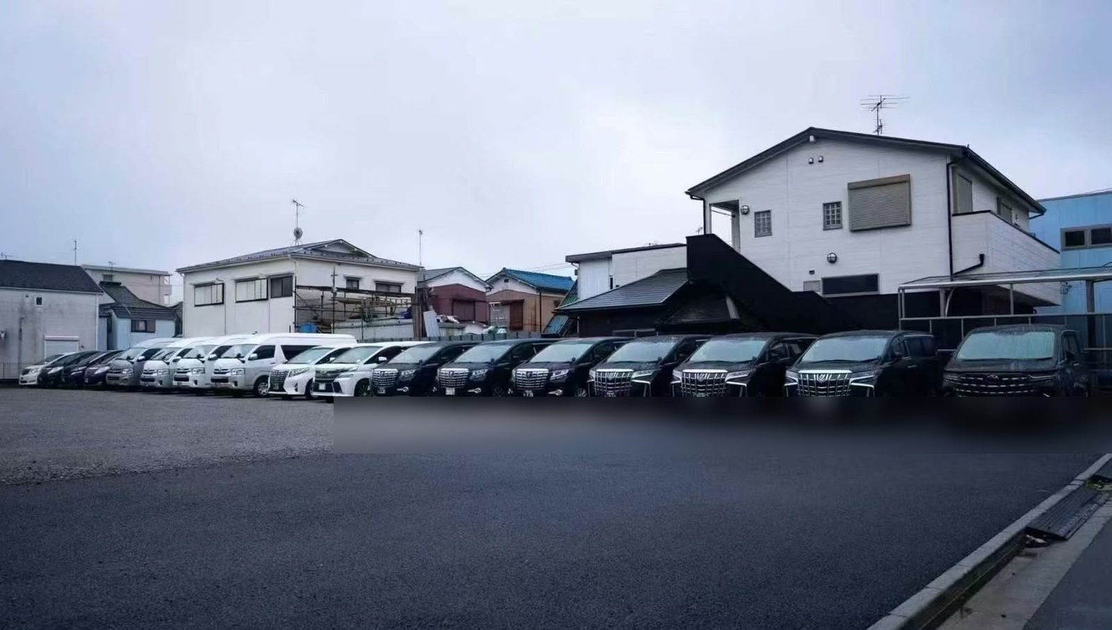 Part of the vehicle fleet lined up at the operations base